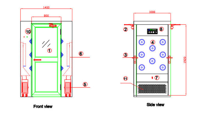 ارتفاع قياسي التلقائي الفولاذ المقاوم للصدأ الهواء دش واحد Peronal مع خروج الباب مغلق 3