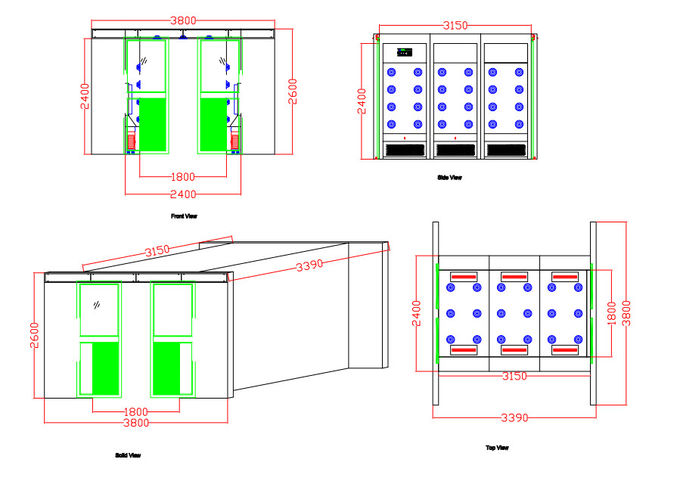 صناعة غرف الأبحاث الهواء نفق النظام دش مع عرض 1800 الأبواب المنزلقة التلقائي 2