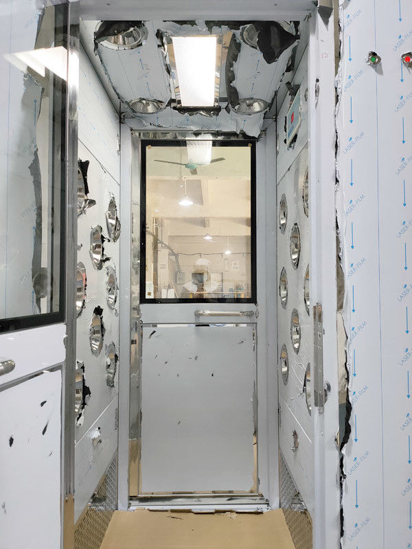 غرفة دش هواء بمرآة لشخص واحد SS304 مع ضوء الأشعة فوق البنفسجية من ثلاثة جوانب 2