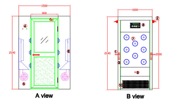 غرفة التحكم PLC الفولاذ المقاوم للصدأ الهواء النظيف غرفة الاستحمام مع الكحول آلة الربيع 3