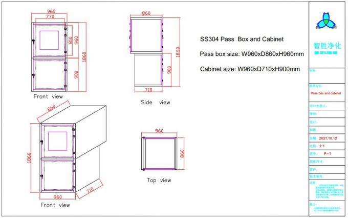 صندوق مرور دش الهواء SS304 لغرفة الأبحاث مع التعشيق الميكانيكي 2